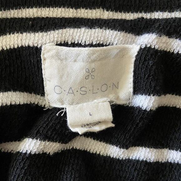 Caslon Striped Drape Front Open Jacket Sz Large 12/14 Black White Knit Blazer - Picture 5 of 5